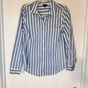 torrid Blue and White Striped Button-Up Shirt
